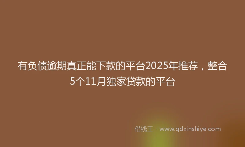 有负债逾期真正能下款的平台2025年推荐，整合5个11月独家贷款的平台