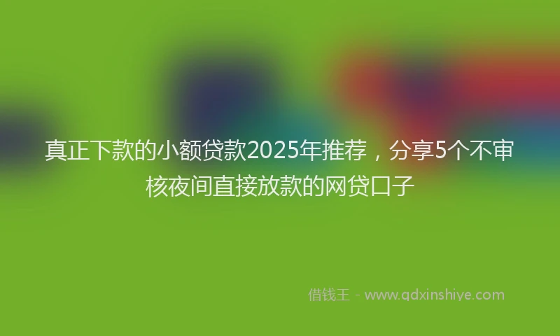真正下款的小额贷款2025年推荐，分享5个不审核夜间直接放款的网贷口子