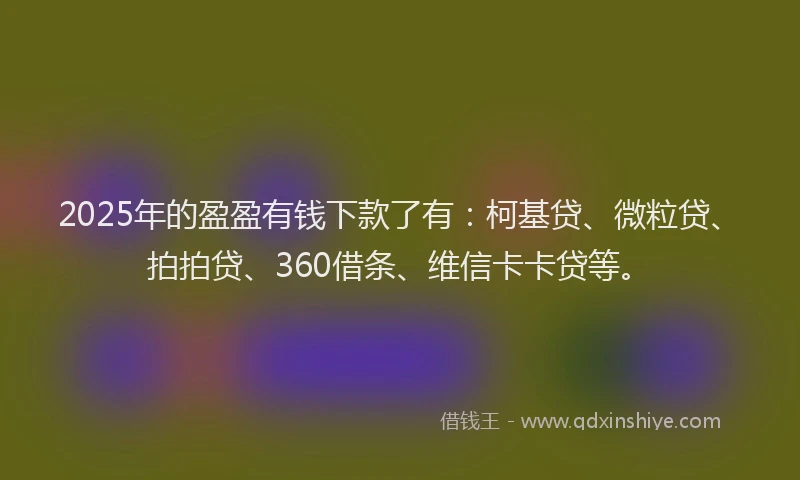 2025年的盈盈有钱下款了有：柯基贷、微粒贷、拍拍贷、360借条、维信卡卡贷等。