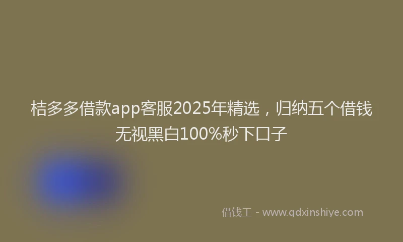 桔多多借款app客服2025年精选，归纳五个借钱无视黑白100%秒下口子
