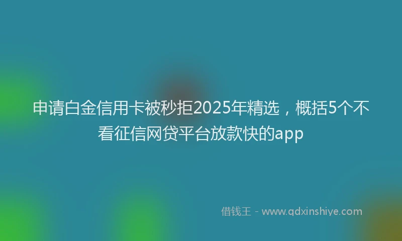 申请白金信用卡被秒拒2025年精选，概括5个不看征信网贷平台放款快的app