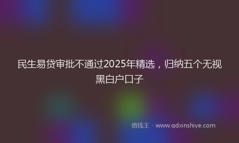 民生易贷审批不通过2025年精选，归纳五个无视黑白户口子