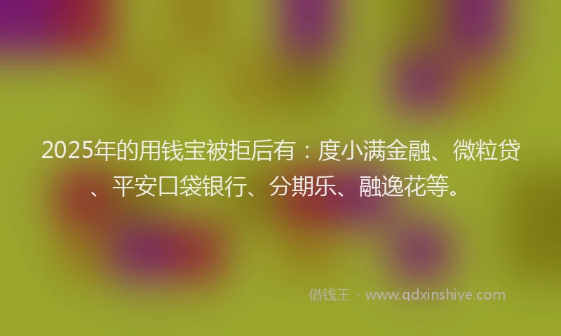 2025年的用钱宝被拒后有：度小满金融、微粒贷、平安口袋银行、分期乐、融逸花等。