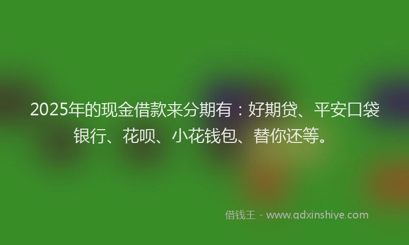 2025年的现金借款来分期有：好期贷、平安口袋银行、花呗、小花钱包、替你还等。