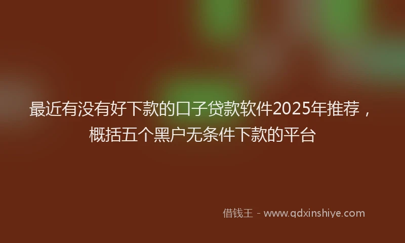 最近有没有好下款的口子贷款软件2025年推荐，概括五个黑户无条件下款的平台
