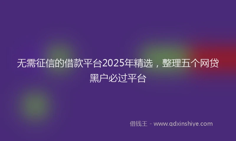 无需征信的借款平台2025年精选，整理五个网贷黑户必过平台