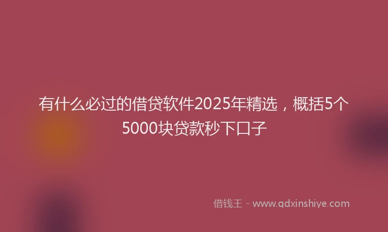 有什么必过的借贷软件2025年精选，概括5个5000块贷款秒下口子