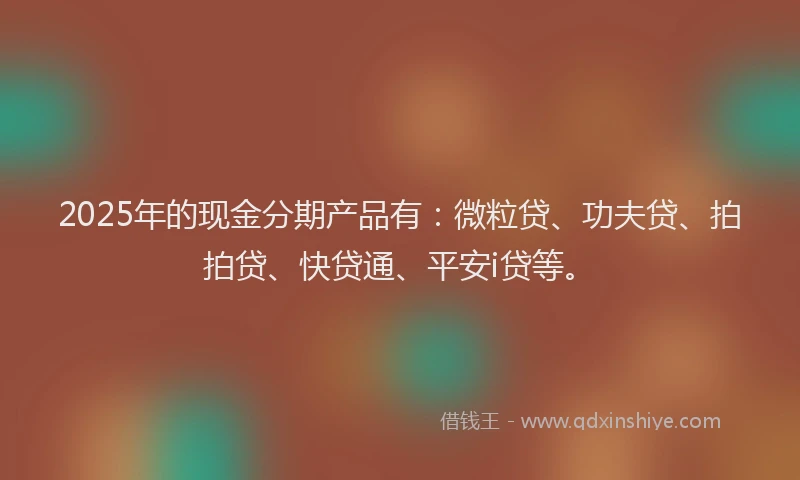 2025年的现金分期产品有：微粒贷、功夫贷、拍拍贷、快贷通、平安i贷等。