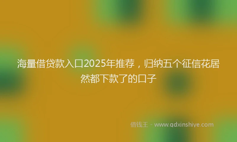 海量借贷款入口2025年推荐，归纳五个征信花居然都下款了的口子