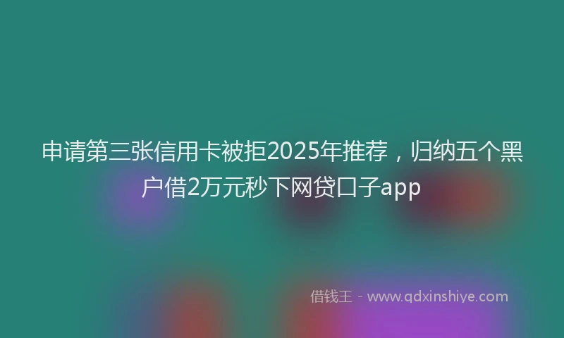 申请第三张信用卡被拒2025年推荐，归纳五个黑户借2万元秒下网贷口子app