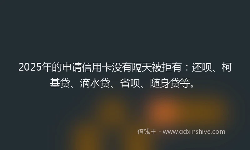 2025年的申请信用卡没有隔天被拒有：还呗、柯基贷、滴水贷、省呗、随身贷等。