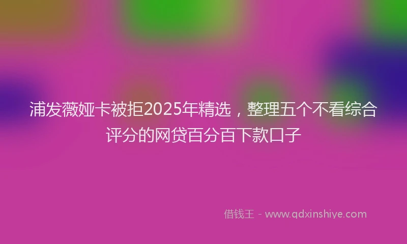 浦发薇娅卡被拒2025年精选，整理五个不看综合评分的网贷百分百下款口子