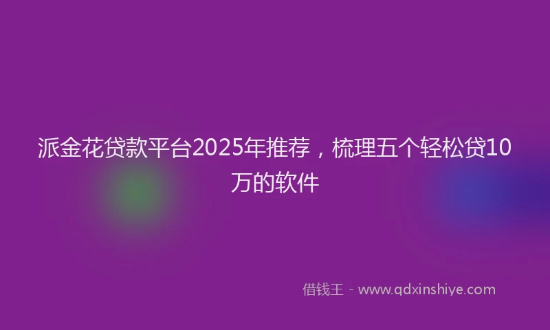 派金花贷款平台2025年推荐，梳理五个轻松贷10万的软件
