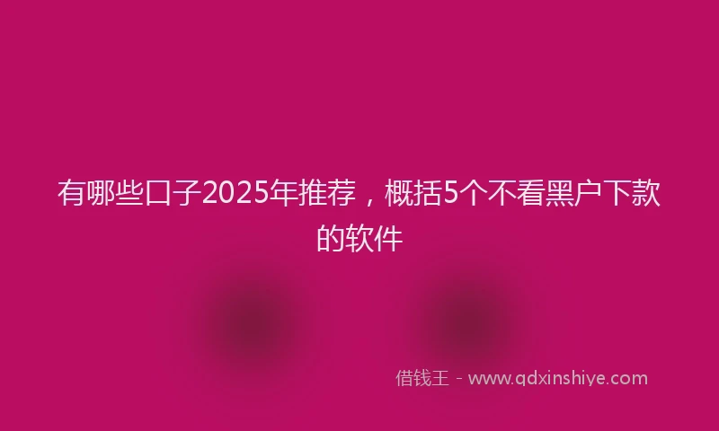 有哪些口子2025年推荐，概括5个不看黑户下款的软件