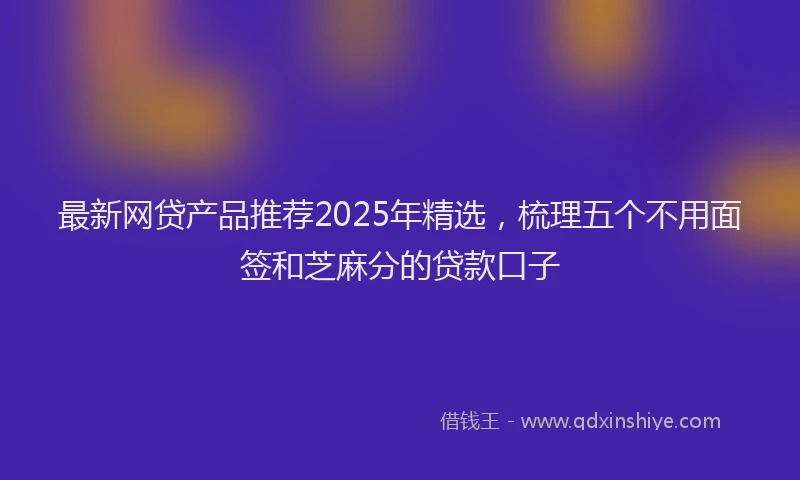 最新网贷产品推荐2025年精选，梳理五个不用面签和芝麻分的贷款口子