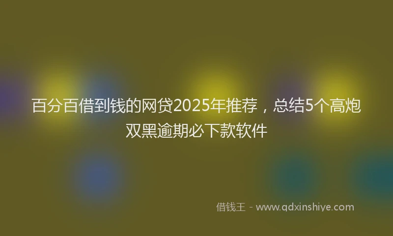 百分百借到钱的网贷2025年推荐，总结5个高炮双黑逾期必下款软件