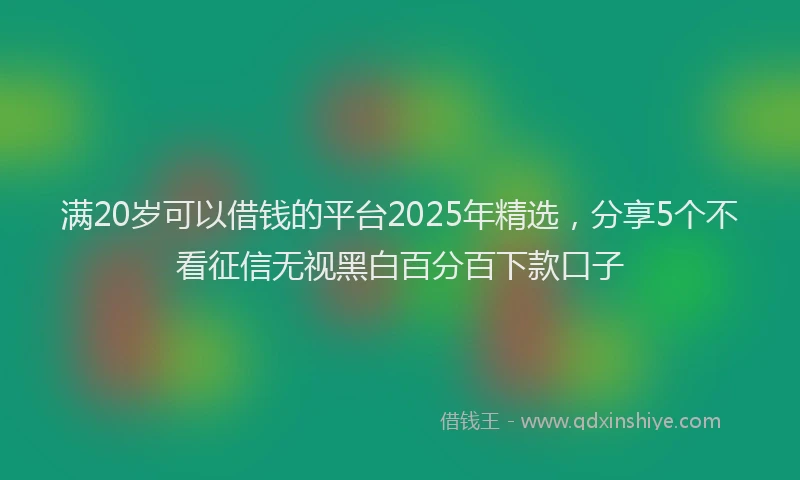 满20岁可以借钱的平台2025年精选，分享5个不看征信无视黑白百分百下款口子