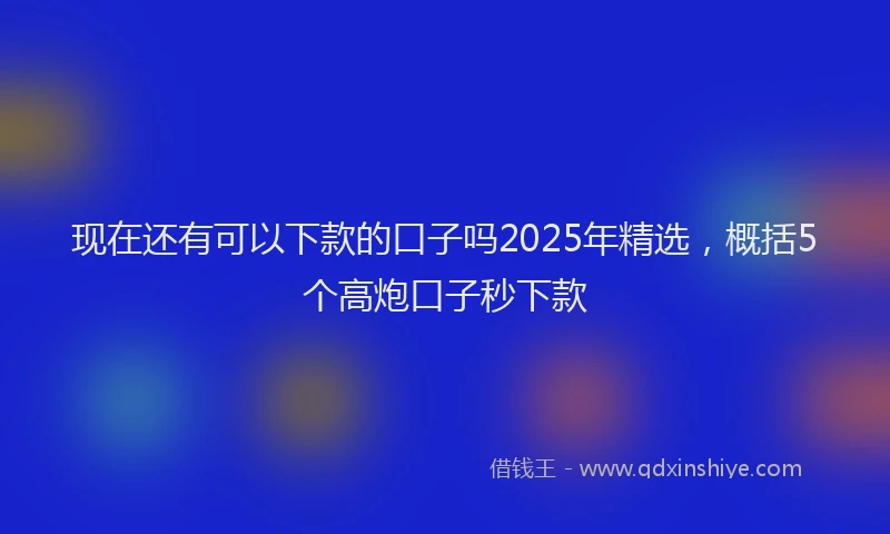 现在还有可以下款的口子吗2025年精选，概括5个高炮口子秒下款