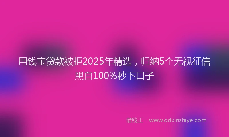 用钱宝贷款被拒2025年精选，归纳5个无视征信黑白100%秒下口子