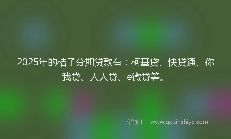 2025年的桔子分期贷款有：柯基贷、快贷通、你我贷、人人贷、e微贷等。