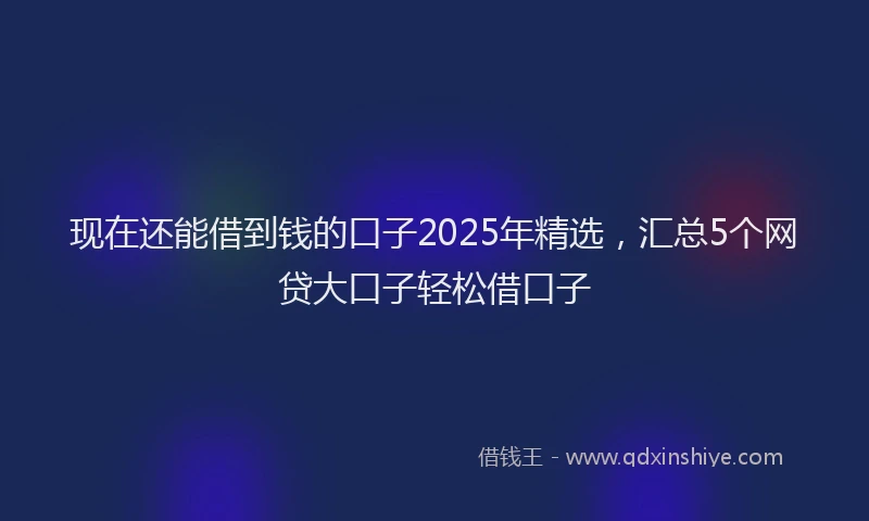 现在还能借到钱的口子2025年精选，汇总5个网贷大口子轻松借口子