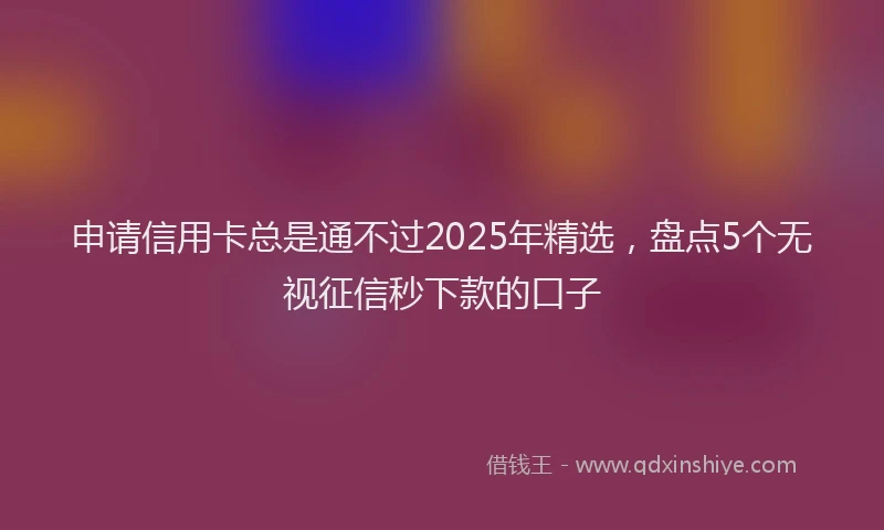 申请信用卡总是通不过2025年精选，盘点5个无视征信秒下款的口子