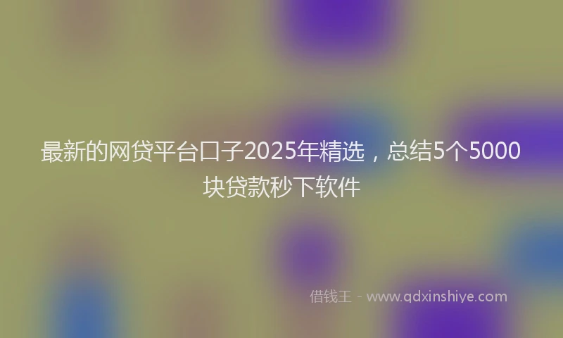最新的网贷平台口子2025年精选，总结5个5000块贷款秒下软件