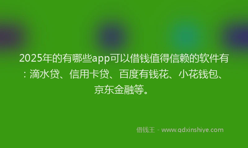 2025年的有哪些app可以借钱值得信赖的软件有：滴水贷、信用卡贷、百度有钱花、小花钱包、京东金融等。