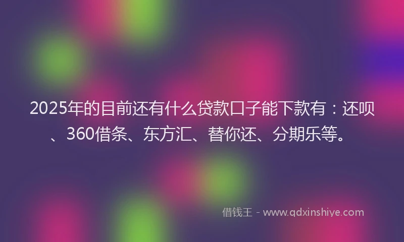 2025年的目前还有什么贷款口子能下款有：还呗、360借条、东方汇、替你还、分期乐等。