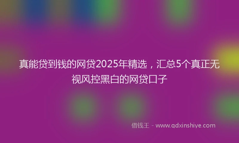 真能贷到钱的网贷2025年精选，汇总5个真正无视风控黑白的网贷口子