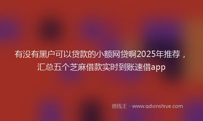 有没有黑户可以贷款的小额网贷啊2025年推荐，汇总五个芝麻借款实时到账速借app