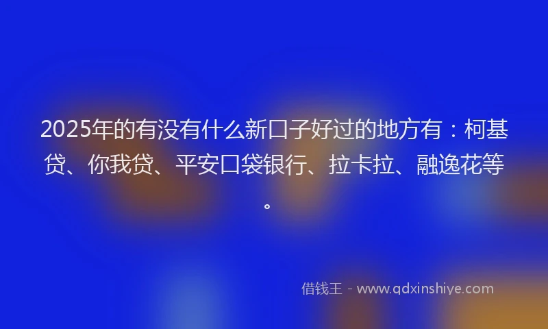 2025年的有没有什么新口子好过的地方有：柯基贷、你我贷、平安口袋银行、拉卡拉、融逸花等。