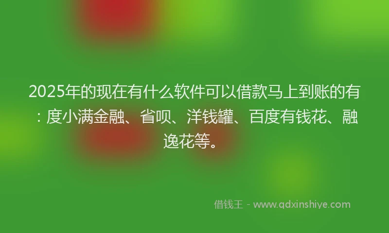 2025年的现在有什么软件可以借款马上到账的有：度小满金融、省呗、洋钱罐、百度有钱花、融逸花等。