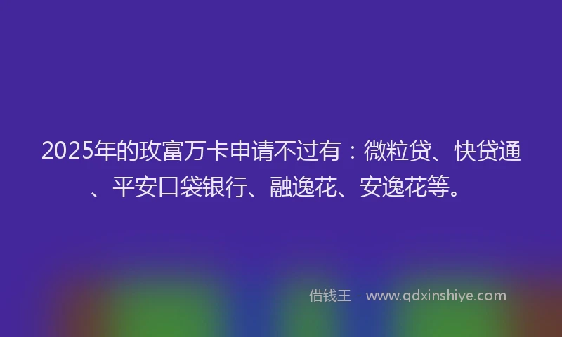 2025年的玫富万卡申请不过有：微粒贷、快贷通、平安口袋银行、融逸花、安逸花等。