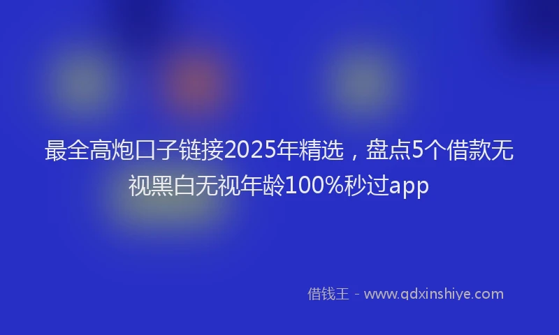 最全高炮口子链接2025年精选，盘点5个借款无视黑白无视年龄100%秒过app