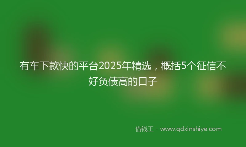 有车下款快的平台2025年精选，概括5个征信不好负债高的口子