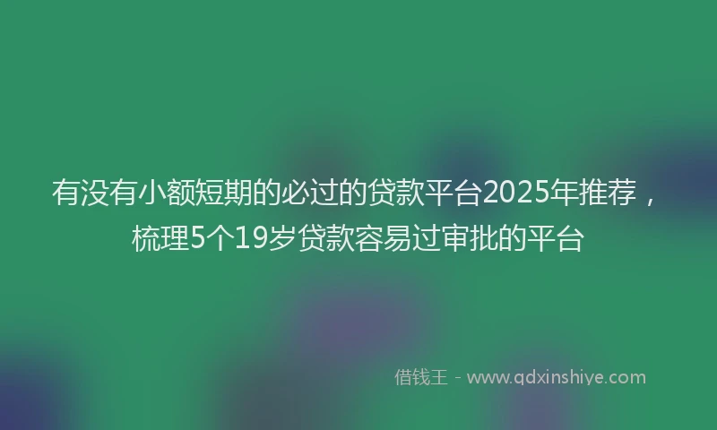有没有小额短期的必过的贷款平台2025年推荐，梳理5个19岁贷款容易过审批的平台