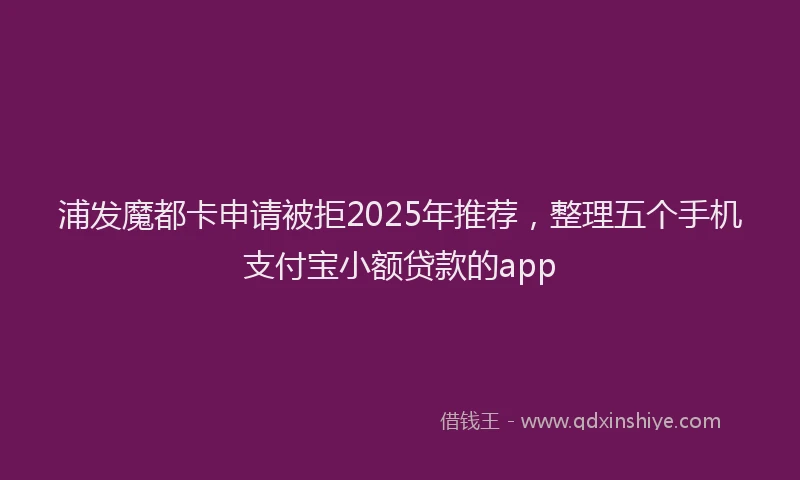 浦发魔都卡申请被拒2025年推荐，整理五个手机支付宝小额贷款的app