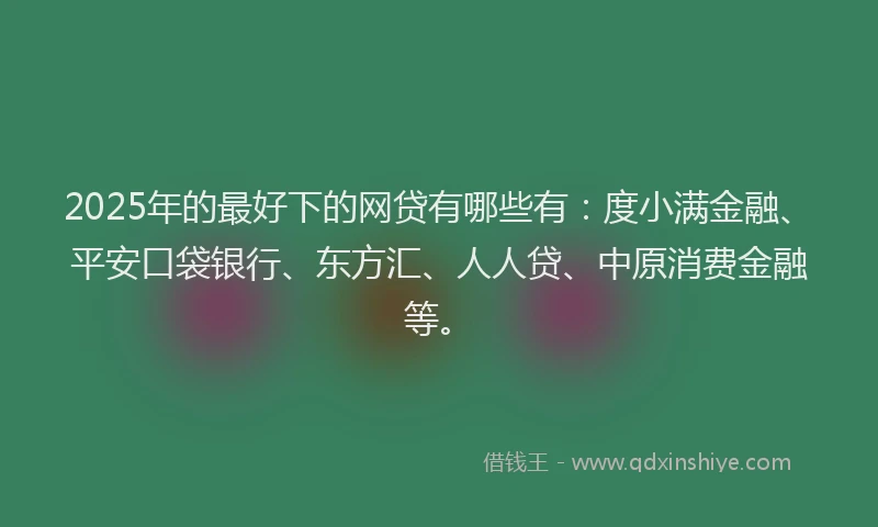 2025年的最好下的网贷有哪些有：度小满金融、平安口袋银行、东方汇、人人贷、中原消费金融等。