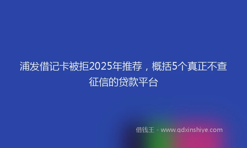 浦发借记卡被拒2025年推荐，概括5个真正不查征信的贷款平台