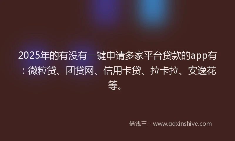 2025年的有没有一键申请多家平台贷款的app有：微粒贷、团贷网、信用卡贷、拉卡拉、安逸花等。