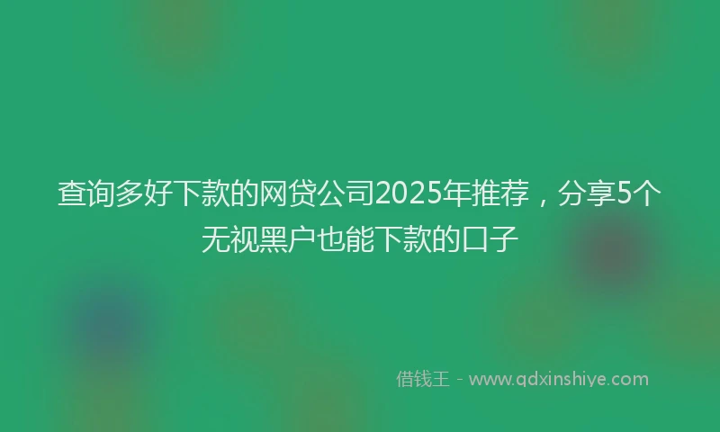 查询多好下款的网贷公司2025年推荐，分享5个无视黑户也能下款的口子