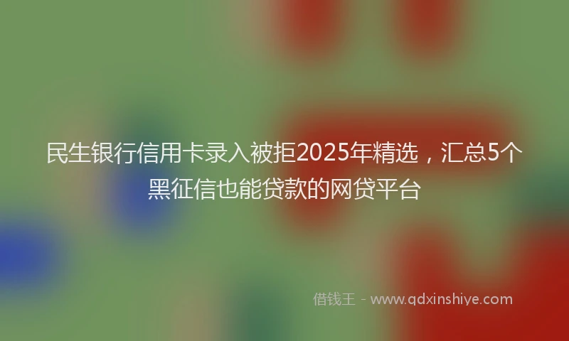 民生银行信用卡录入被拒2025年精选，汇总5个黑征信也能贷款的网贷平台
