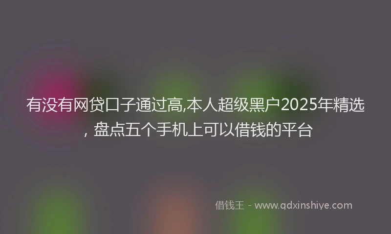 有没有网贷口子通过高,本人超级黑户2025年精选，盘点五个手机上可以借钱的平台