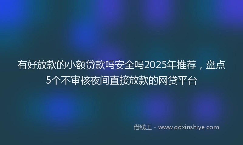 有好放款的小额贷款吗安全吗2025年推荐，盘点5个不审核夜间直接放款的网贷平台