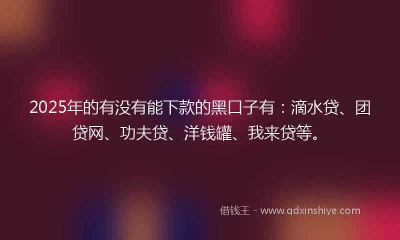 2025年的有没有能下款的黑口子有：滴水贷、团贷网、功夫贷、洋钱罐、我来贷等。