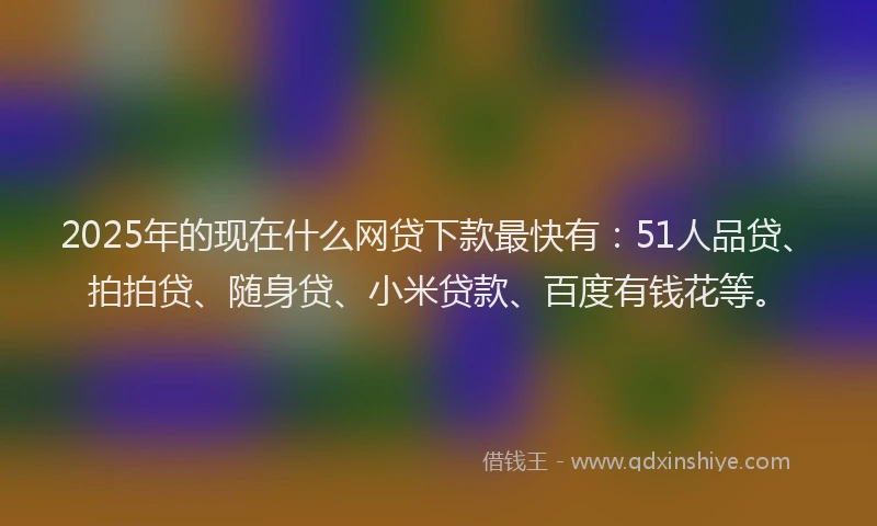 2025年的现在什么网贷下款最快有：51人品贷、拍拍贷、随身贷、小米贷款、百度有钱花等。
