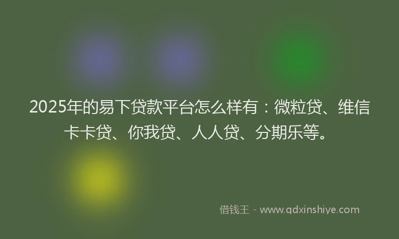2025年的易下贷款平台怎么样有：微粒贷、维信卡卡贷、你我贷、人人贷、分期乐等。