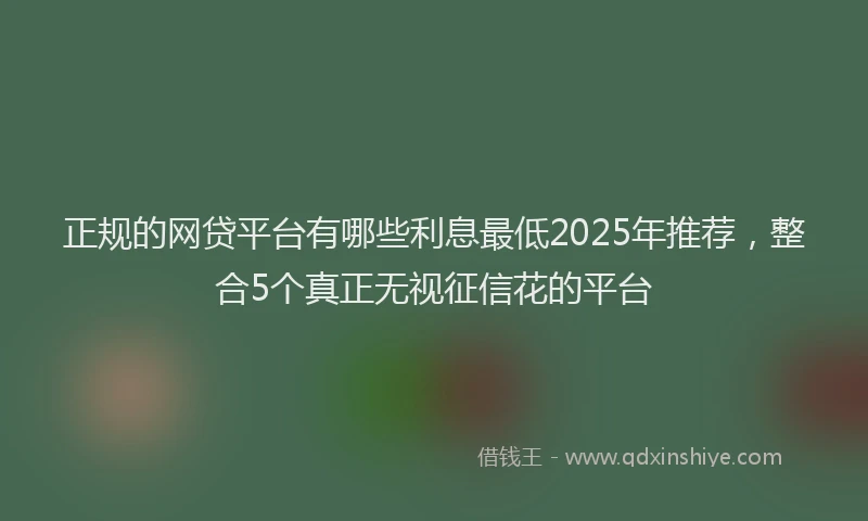 正规的网贷平台有哪些利息最低2025年推荐，整合5个真正无视征信花的平台