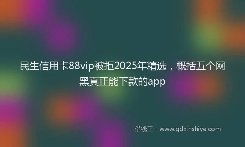 民生信用卡88vip被拒2025年精选，概括五个网黑真正能下款的app